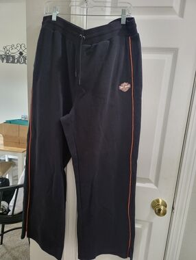 Harley-Davidson Black Sweatpants with Orange Side Piping